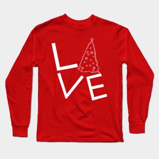 Love Christmas with Tree Line Drawing Long Sleeve T-Shirt